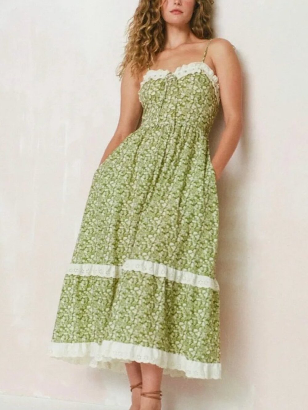 Christy Dawn Emma Dress in Green Orchard size M
